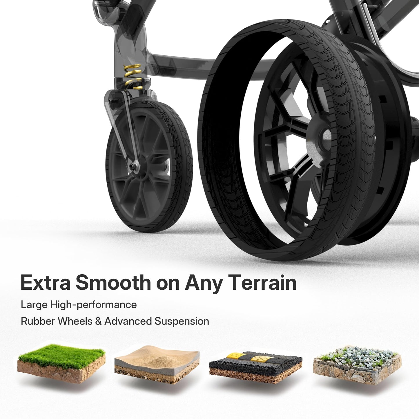 Wagon Stroller for 2 Kids, All-Terrain with Removable UV-Protection Canopy, Adjustable Push/Pull Handle, Snack Tray & Cup Holders, Perfect for Baby and Toddler（Khaki）