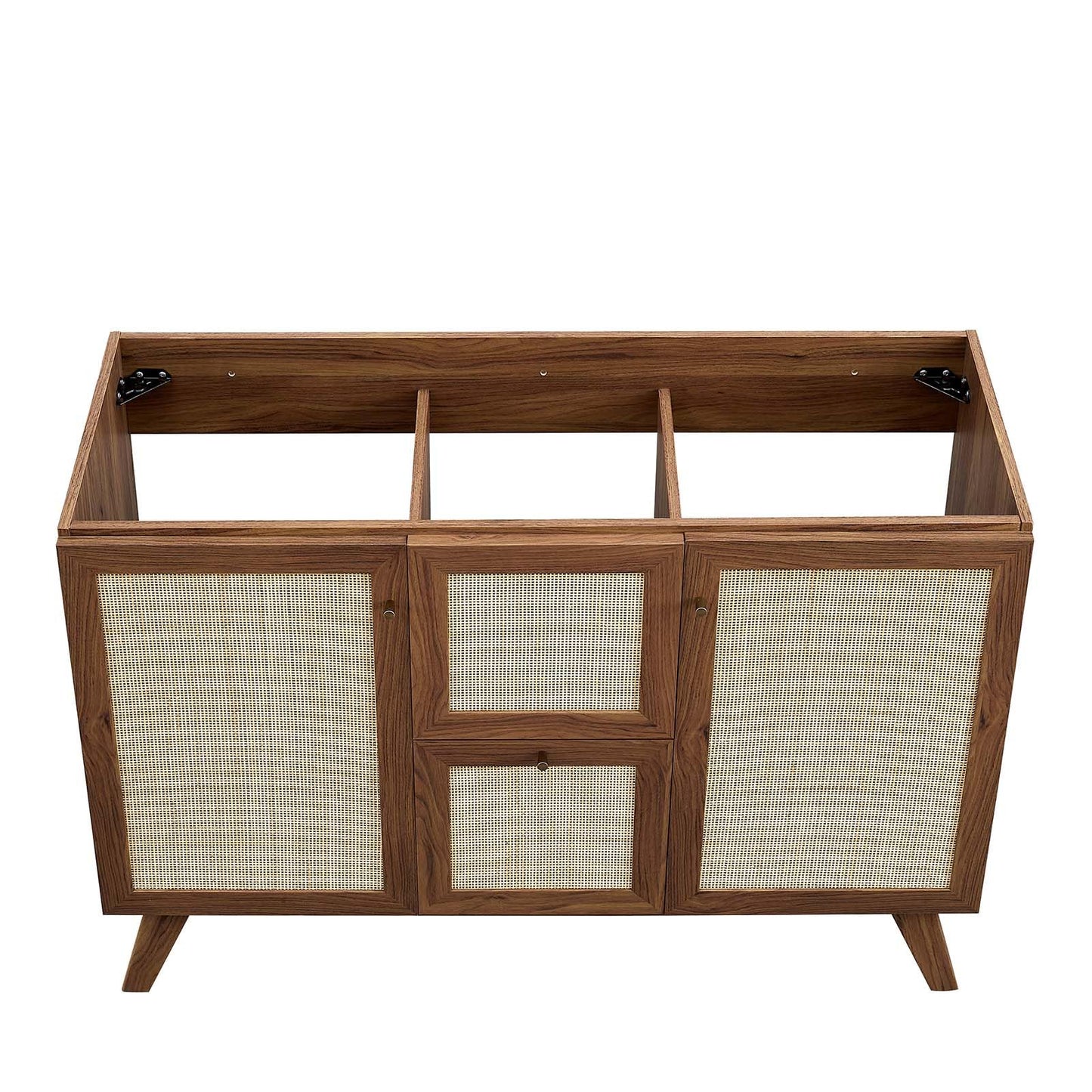 Modway Soma Rattan Weave Bathroom Vanity Cabinet Basin Not Included, 48” Single or Double Sink Compatible, Walnut