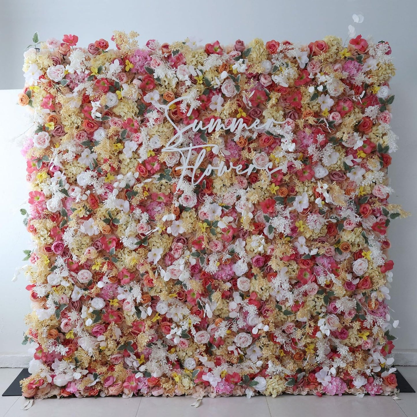 UYCVT Handmade Colorful Flowers Rose Wall Large Artificial Flower Wall Backdrop Panels, Rose Wedding Backdrop 3D Floral Wall Fabric Flower Wall for Party Baby Shower Bridal Wed-2m*2m/6.56 * 6.56FT