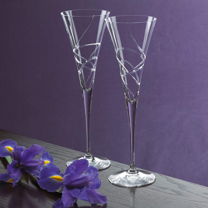 Lenox Adorn Crystal 2-Piece Toasting Flute Set, 2 Count, Clear, 7oz
