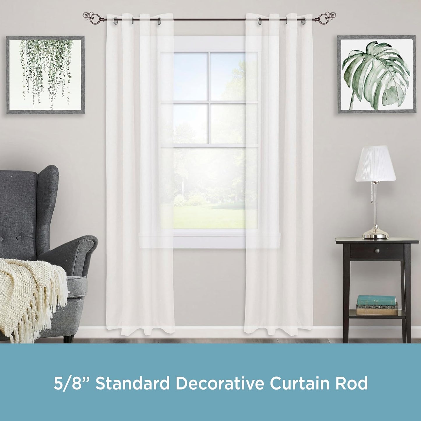 Kenney KN65260 Valencia Large Plastic Scroll End Window Curtain Rod, 28-48" Adjustable, Chocolate