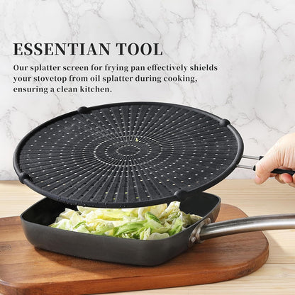 Apidgrowth Silicone Splatter Screen for Frying Pan,Grease Splatter Guard,Heat-Resistant Splatter Guards for Cooking,Dishwasher Safe (9.8", 11.4", 13")