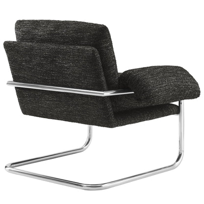 Modway Ansel Boucle Accent Chair in Charcoal - Fabric Lounge Chair for Living Room, Bedroom - Upholstered Corner Reading Chair with Arms and Removable Cushions