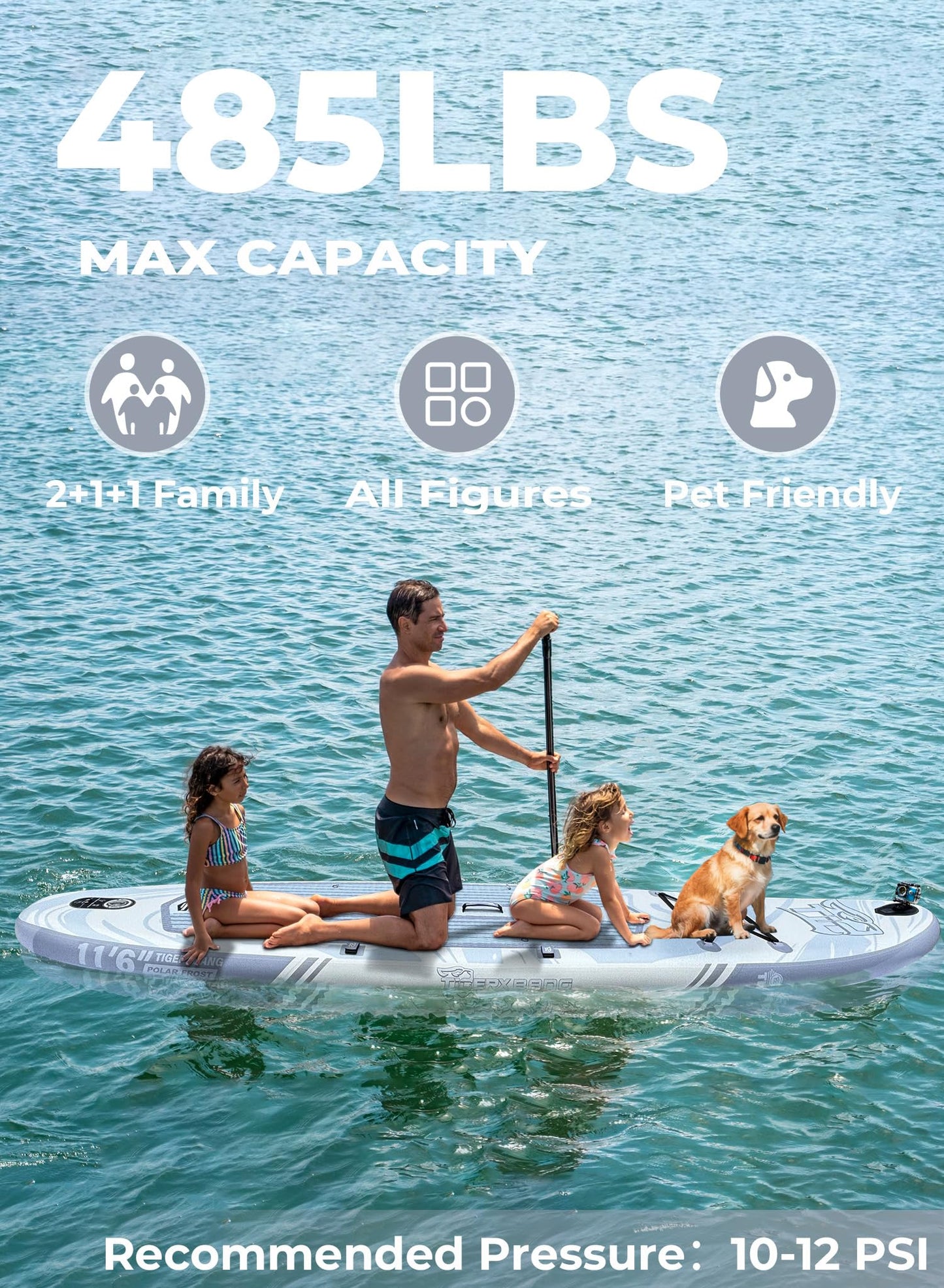 TIGERXBANG Inflatable Stand Up Paddle Board 11'6"×35"×6" with Complete Accessories, Premium Large Paddle Boards for Adults/Youth, Paddle Board Polar Frost Collection