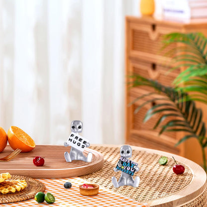 Xuanpax Adorable Tiny Desk Robot Have The Day You Deserve Resin Art Toy & Free hugs Desktop Ornament for Anxiety