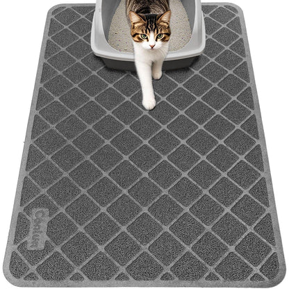 Conlun Cat Litter Mat Litter Trapping Mat, 24" x 17" Premium Durable PVC Grid Mesh with Scatter Control, Non-slip, Less Waste Cat Litter Box Mat, Soft on Kitty’s Paws, Urine Waterproof