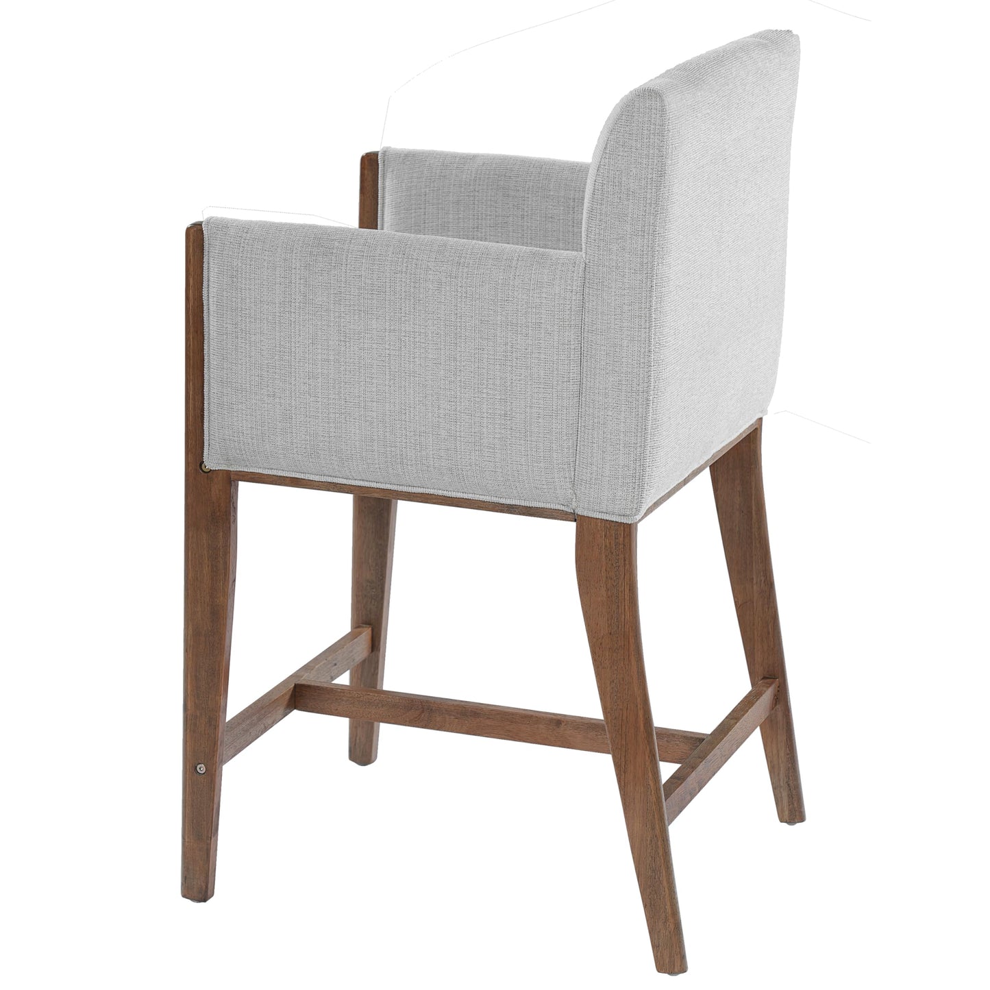 Merax Fabric Upholstered Solid Wood Counter Stools Set of 2, 24" Seat Height Counter Bar Stools with Backs & Arms, Modern Rustic Barstools for Kitchen Island Dining Room, Walnut