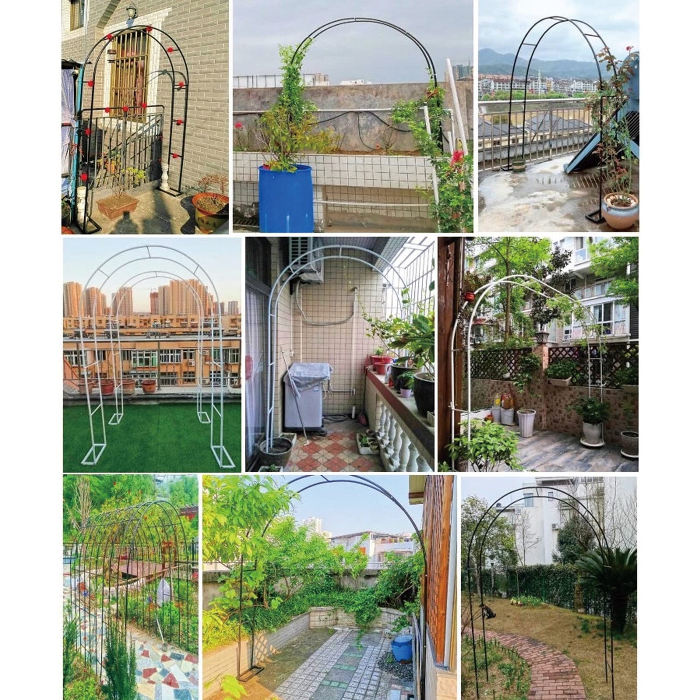 Extra Wide Metal Garden Arch Arbour with Base Weather Resistant Rose Trellis Archway for Wedding Garden Decoration Black 240x220cm (Dark Green 280 x 220cm)