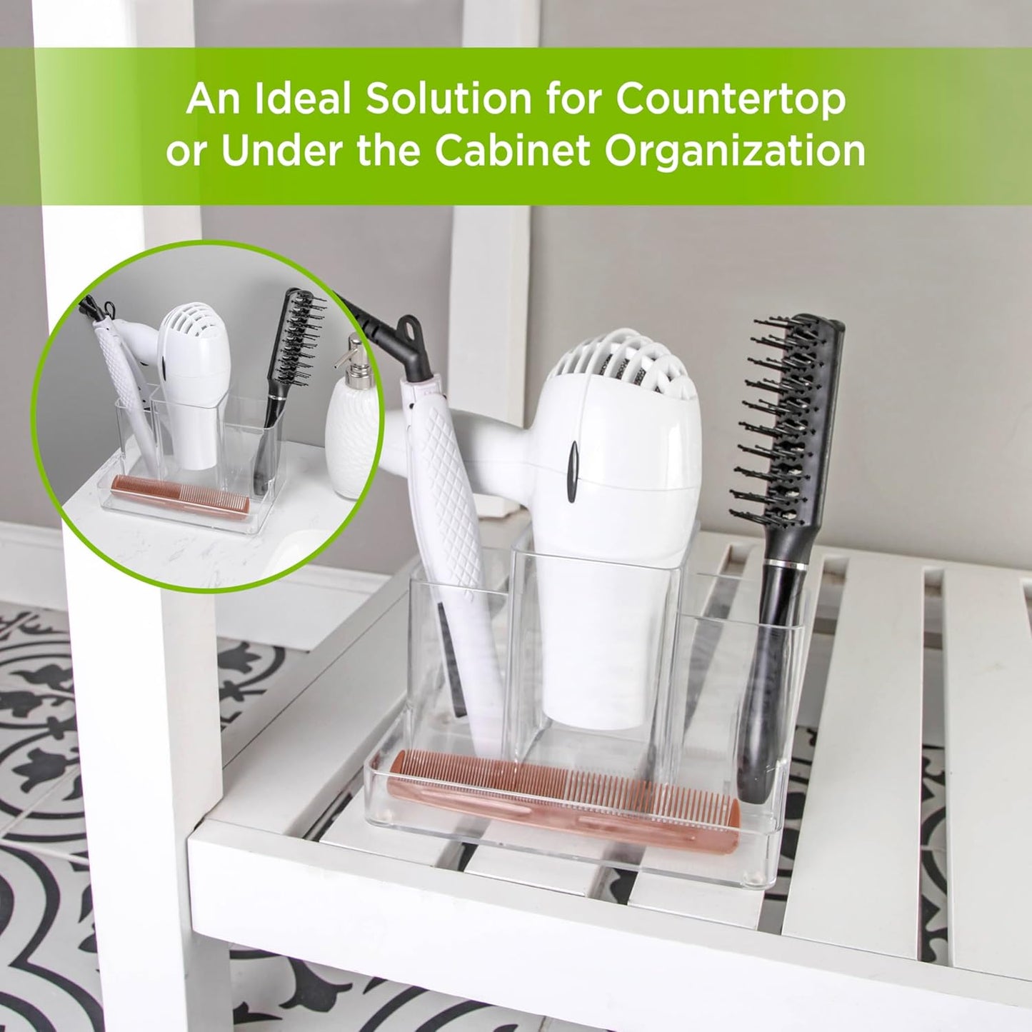 Kenney Bathroom Countertop Hair Care Center Organizer, Clear Storage Solution