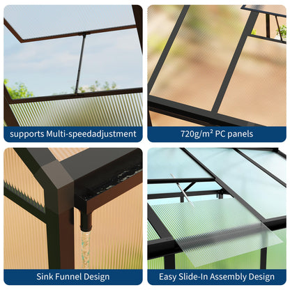 IDEALHOUSE 8×10 FT Greenhouse, Large Walk in Greenhouses for Outdoors and Garden Planting, Polycarbonate Greenhouse with Enhanced Aluminum Frame, Green Houses with Quick Setup Structure and Roof Vent