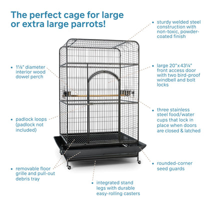Prevue Pet Products Empire Bird Cage, X-Large, Black Hammertone,46" L x 36" W x 78 1/4" H