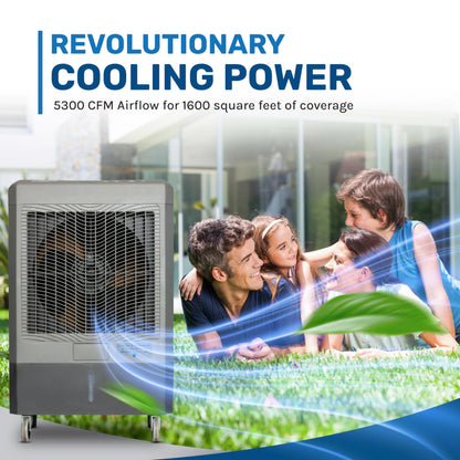 Hessaire 5300 CFM 3-Speed Portable Evaporative Cooler (Swamp Cooler) for 1600 square feet