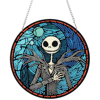 DIY Diamond Art Hanging Kit for Adult,Halloween Jack Acrylic Diamond Art Painting Window Pendants Home Garden Wall Hanging Kits Hanging Ornament Festival Gift