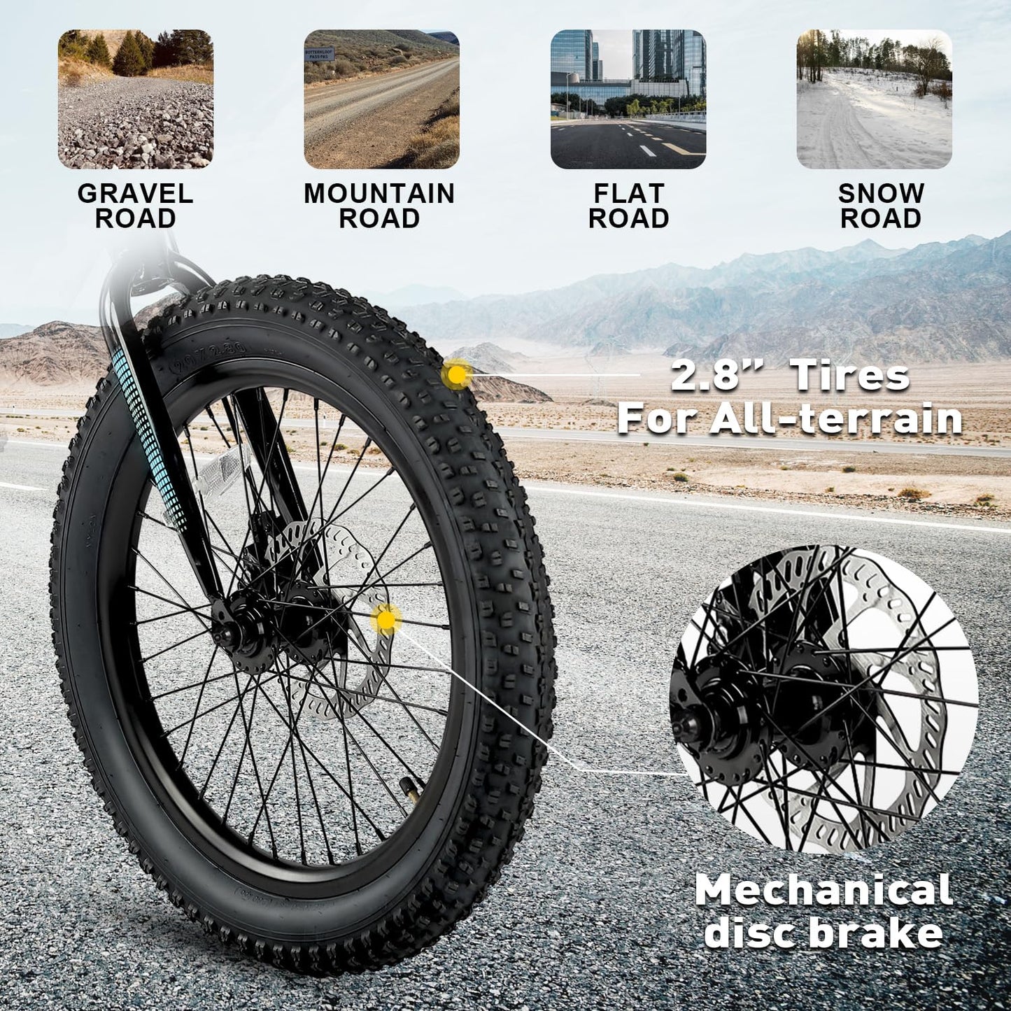 Glerc Mars Kids Mountain Bike, 20 Inch Fat Tire Bike for Teen Ages 6-12 Year Old, Bicycle with 2.8-Inch Wide Tires and 6 Speed Drivetrain, Black