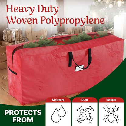 Elf Stor Christmas Tree Storage Bag - Waterproof Protection for 9-Foot Trees & Holiday Decor | Red