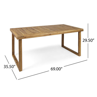 Christopher Knight Home Terry Acacia Wood Patio Dining Set for 6, Solid Wood Outdoor Dining Table Set for 6, 7 Piece Outdoor Dining Set with Rectangular Table and Woven Rope Accents, Teak+Beige+Black