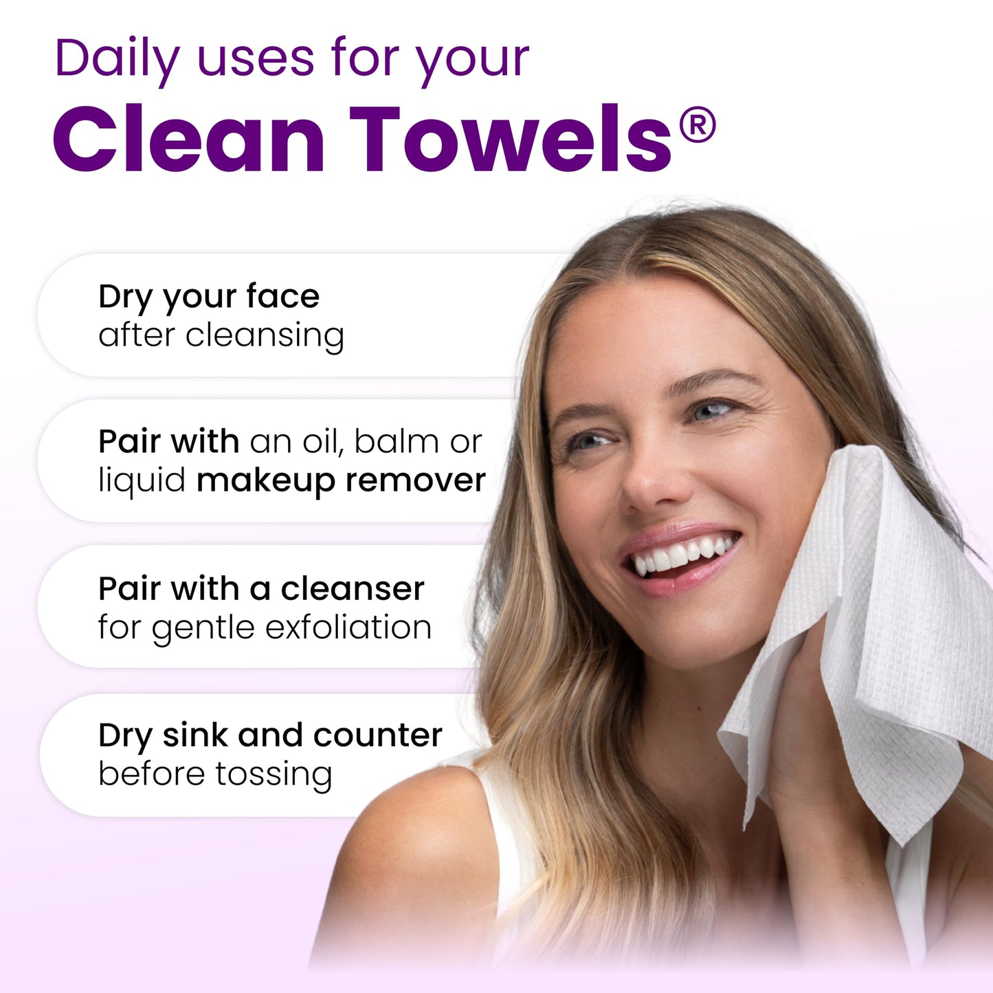 CLEAN SKIN CLUB Healthy Aging Clean Towels® XL, Smooths Fine Lines Wrinkles & Texture, Disposable Face Dry Wipes, XL - 1 Pack (50 count)