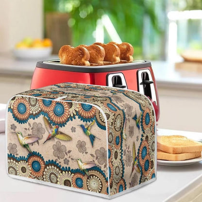 Talayituse Boho Mandala Hummingbird Print Toaster Cover, 2 Slice Wide Slot, Lightweight, Washable Dust Protection Bag