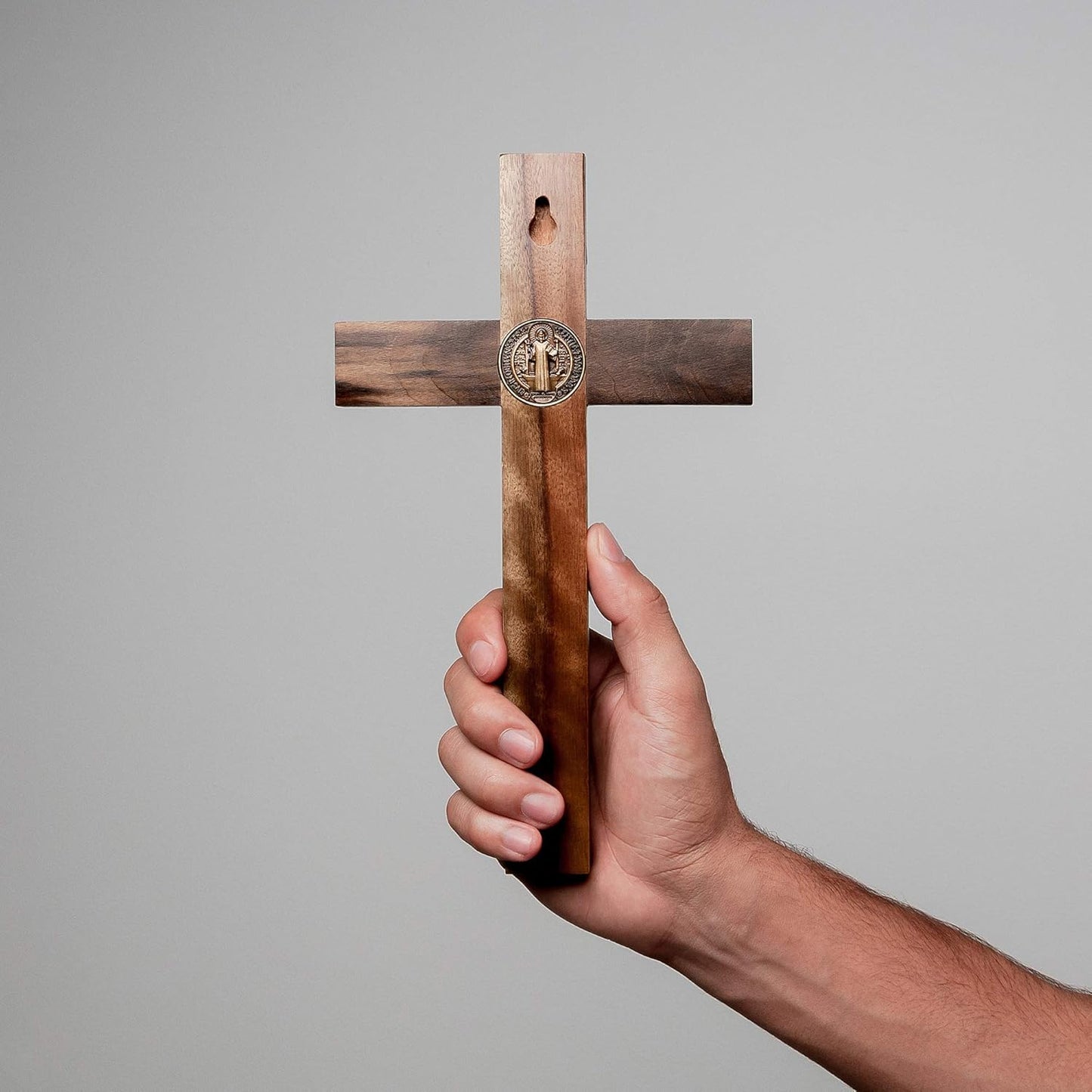 Intercession Wall and Table Wood Cross Crucifix, 10 inches in Antique Gold