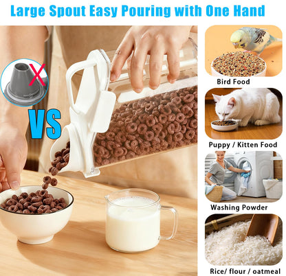 Besmall Cereal Containers Storage with Pour Spout Food Storage Container with Airtight Lid for Rice Flour Sugar Dog Cat Dry Food, Small Cereal Dispenser Kitchen Pantry Organizers Canister 1.8L