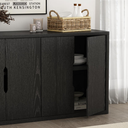 Manhattan Comfort Rivington Modern Sideboard Buffet Cabinet with Storage – 60" Media Console Table with Doors and 4 Adjustable Shelves for Dining Room, Living Room, or Entryway, Black