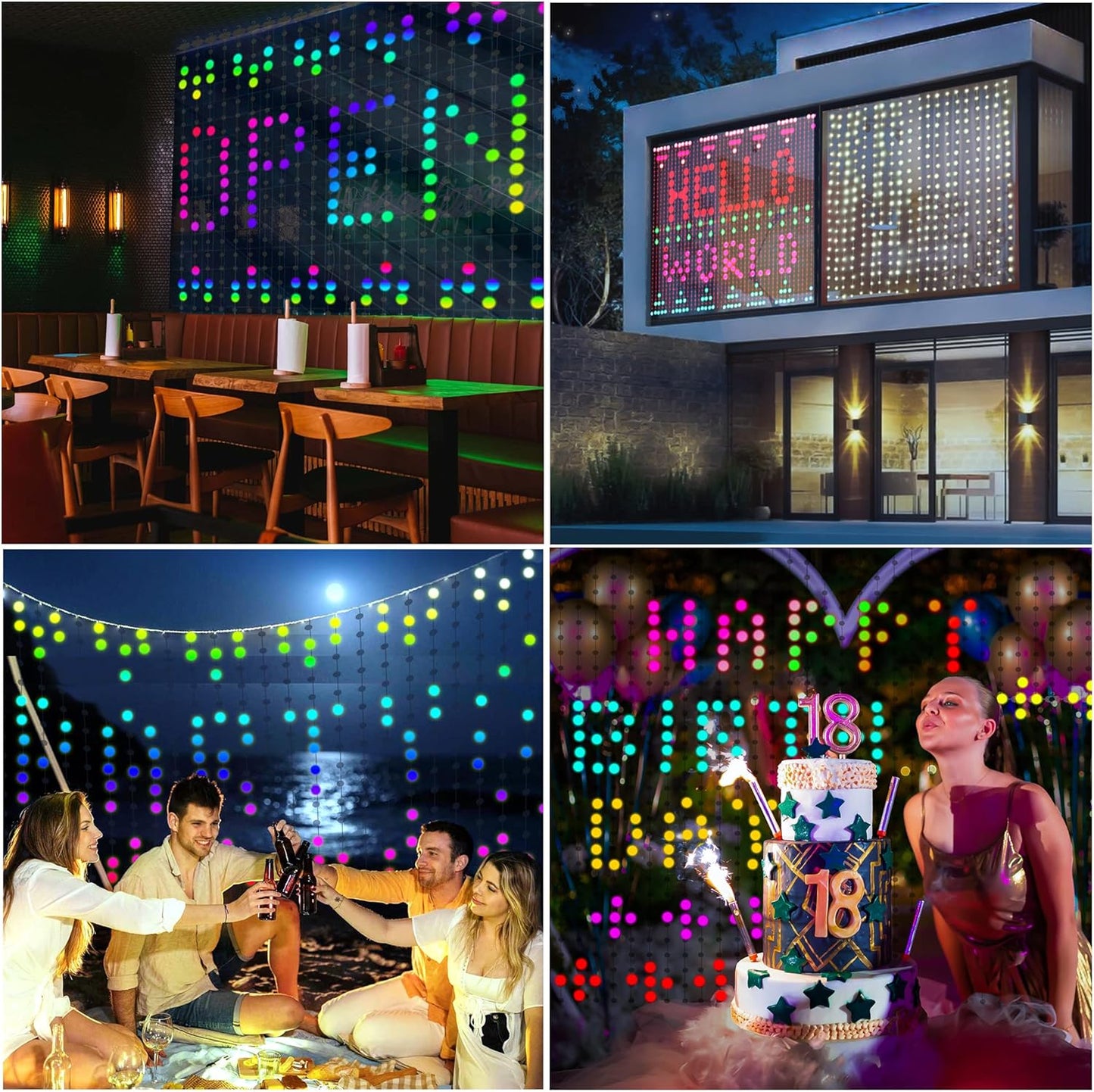 400 Lights,10.8 10.8 Programmable IP65 Brewish LED Smart Curtain Fairy x Feet DIY Christmas String Light,Color Changing