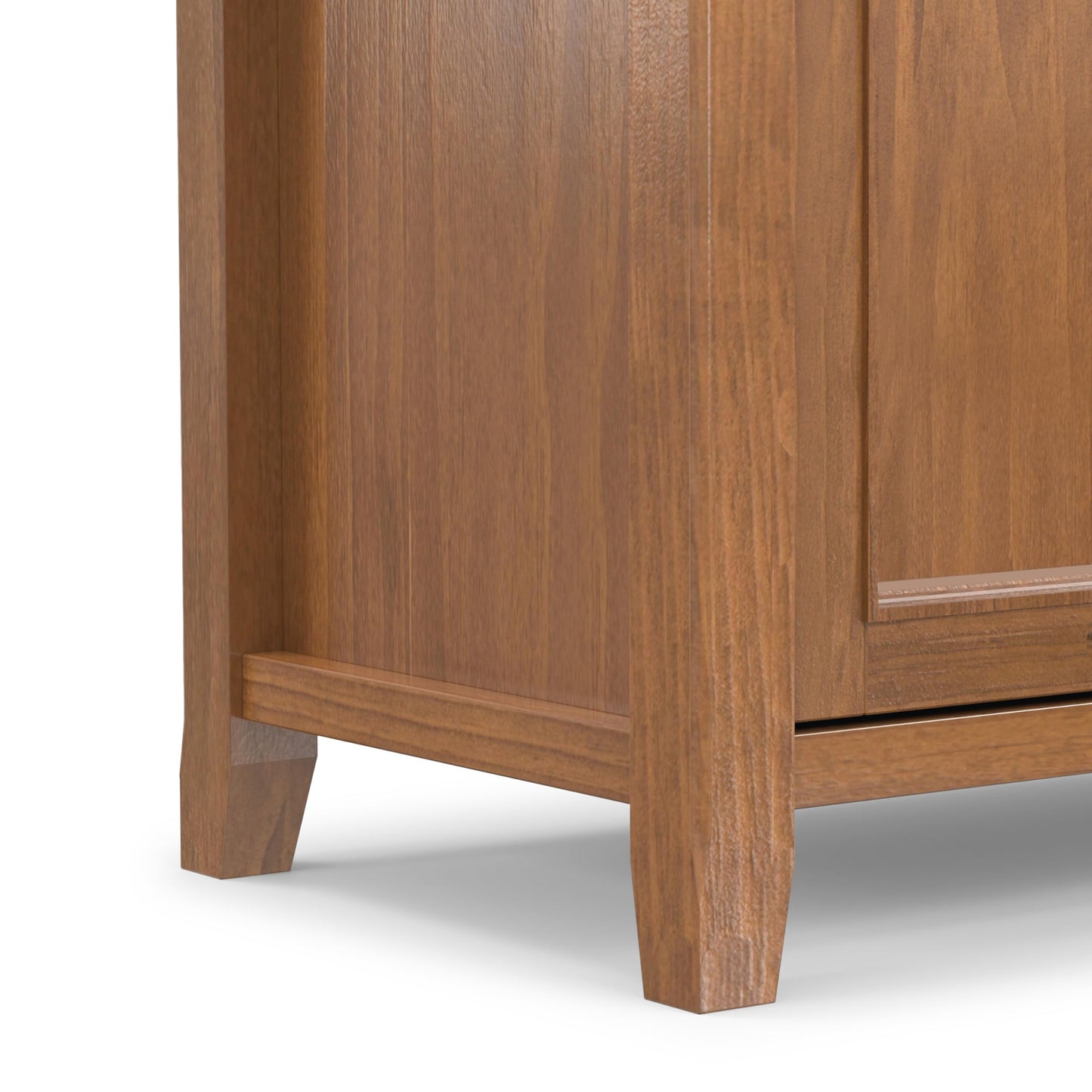 SIMPLIHOME Amherst TV Stand - 54 inch Wide Solid Wood Media Console in Medium Saddle Brown, Transitional Entertainment Center for Living Room for TVs up to 60 Inches with Shelves and Cable Management