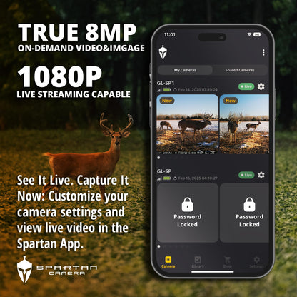 Spartan Camera GoLive3 Best Hunting Trail Camera, Live Streaming, 96° Wide Angle, Motion Activated, On-Demand FHD Photos and 1080p Videos, Built-in Lithium Battery, Blackout IR Flash,GPS, Weatherproof