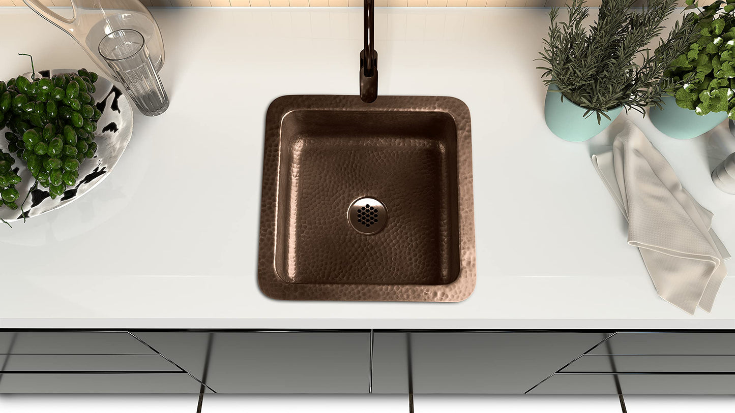 Monarch Abode Kitchen & Bar Sink – 12-inch Glasgow Dual Mount Drop in Bar Prep Sink, Hand Hammered Pure Copper Sinks, Drop in or Undermount Kitchen Sinks, Decorative Single Dual Mount Bowl