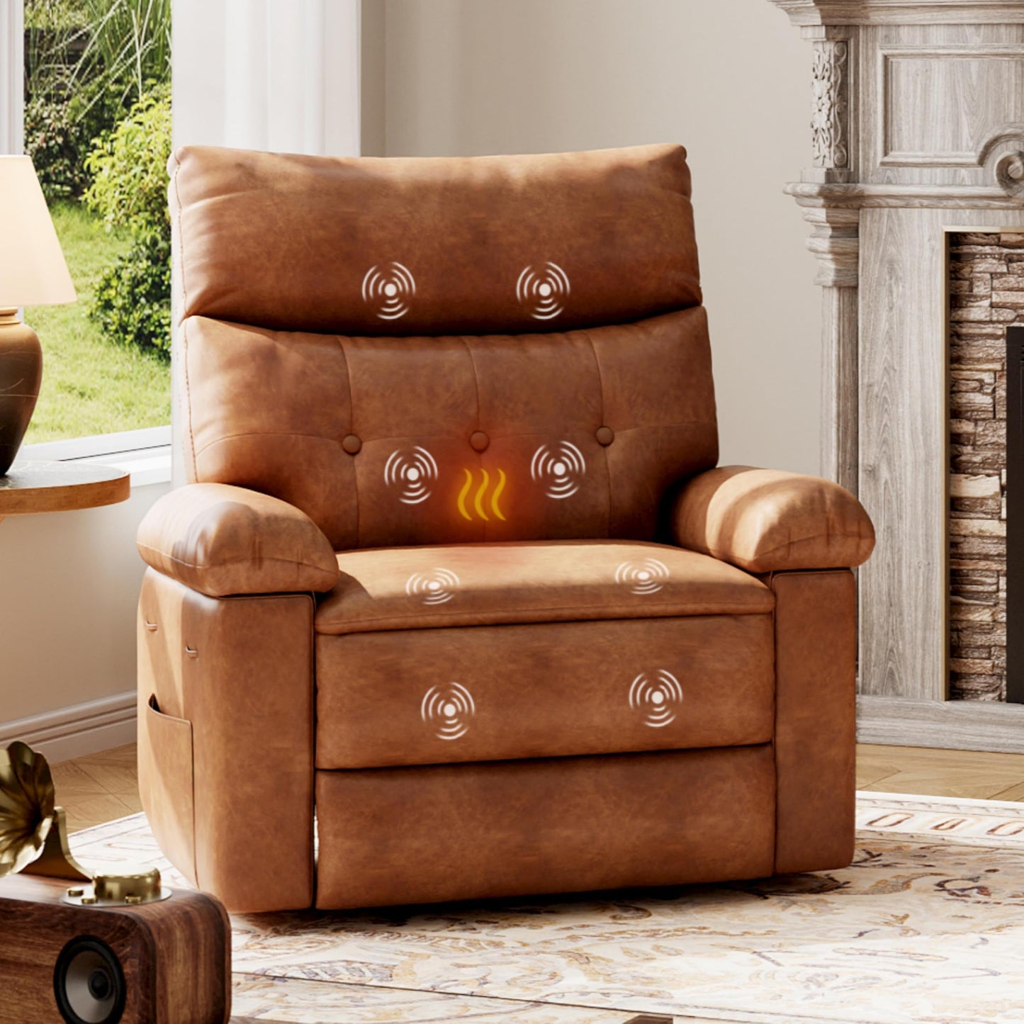 Oversized 360° Swivel Rocking Recliner Chair with Massage & Heat, Remote Control Lazy Chair for Adults with Comfort Arms and Back for Adults, Ergonomic Recliner for Living Room, Bedroom, Nursery