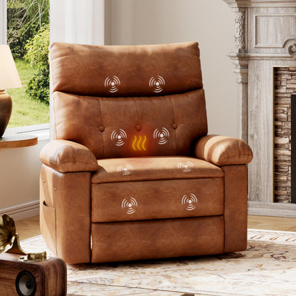 Oversized 360° Swivel Rocking Recliner Chair with Massage & Heat, Remote Control Lazy Chair for Adults with Comfort Arms and Back for Adults, Ergonomic Recliner for Living Room, Bedroom, Nursery