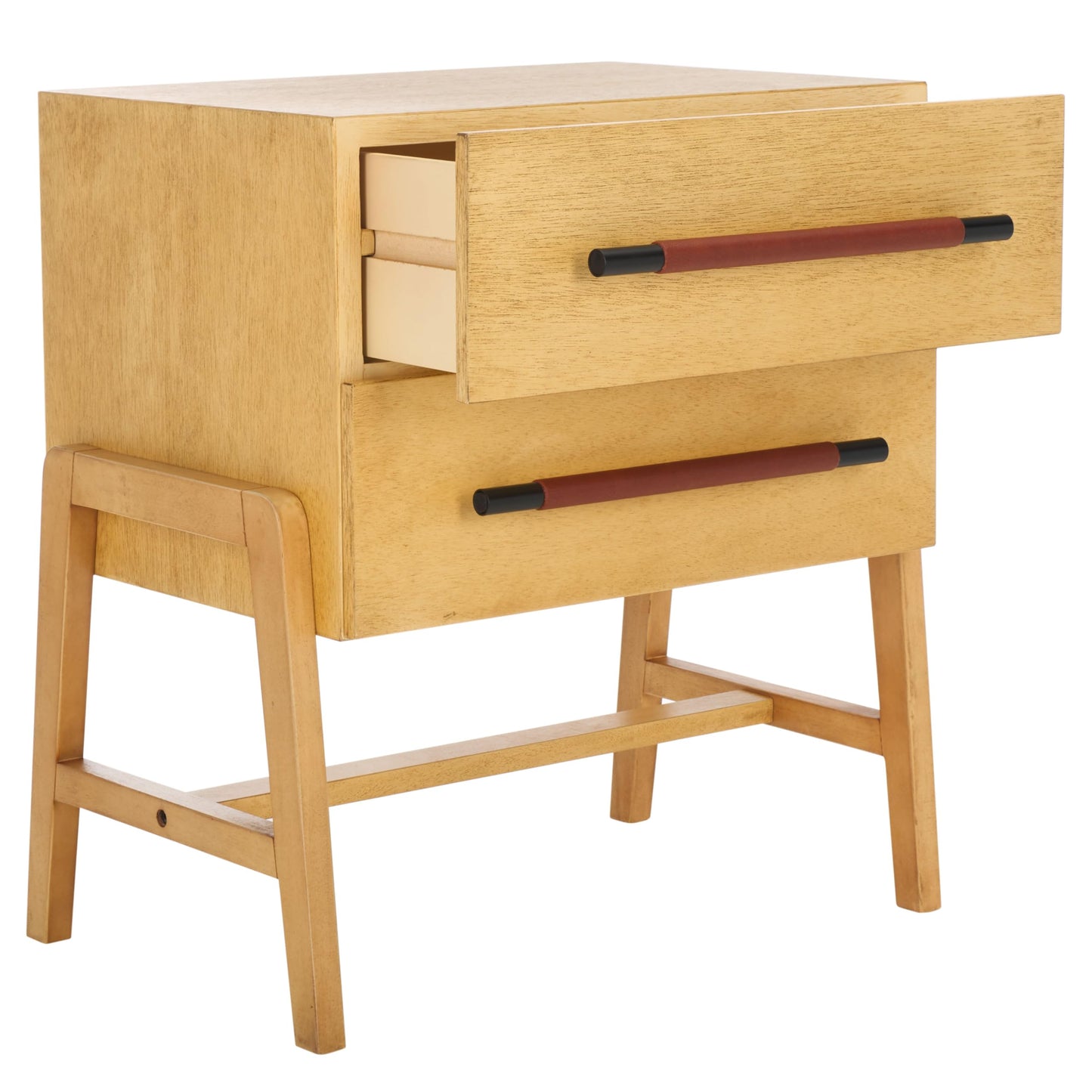 SAFAVIEH Home Collection Tiona Natural/Brown 2-Drawer Accent Table Nightstand