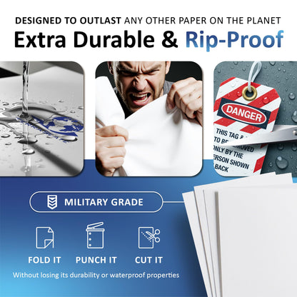 TerraSlate Copy Paper Waterproof Laser Printer, Rain Weatherproof, 5 Mil, 8.5x11-inch, 500 Sheets