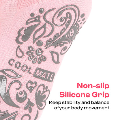 CoolMate Pilates Socks with Grips for Women, Yoga Socks, Crew Non Slip Women for Workout, Barre, Pilates Gifts