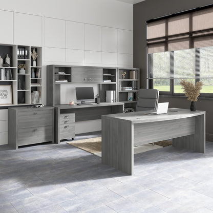 Bush Business Furniture Hybrid L Shaped Table Desk with Metal Legs, 72W x 30D, Platinum Gray