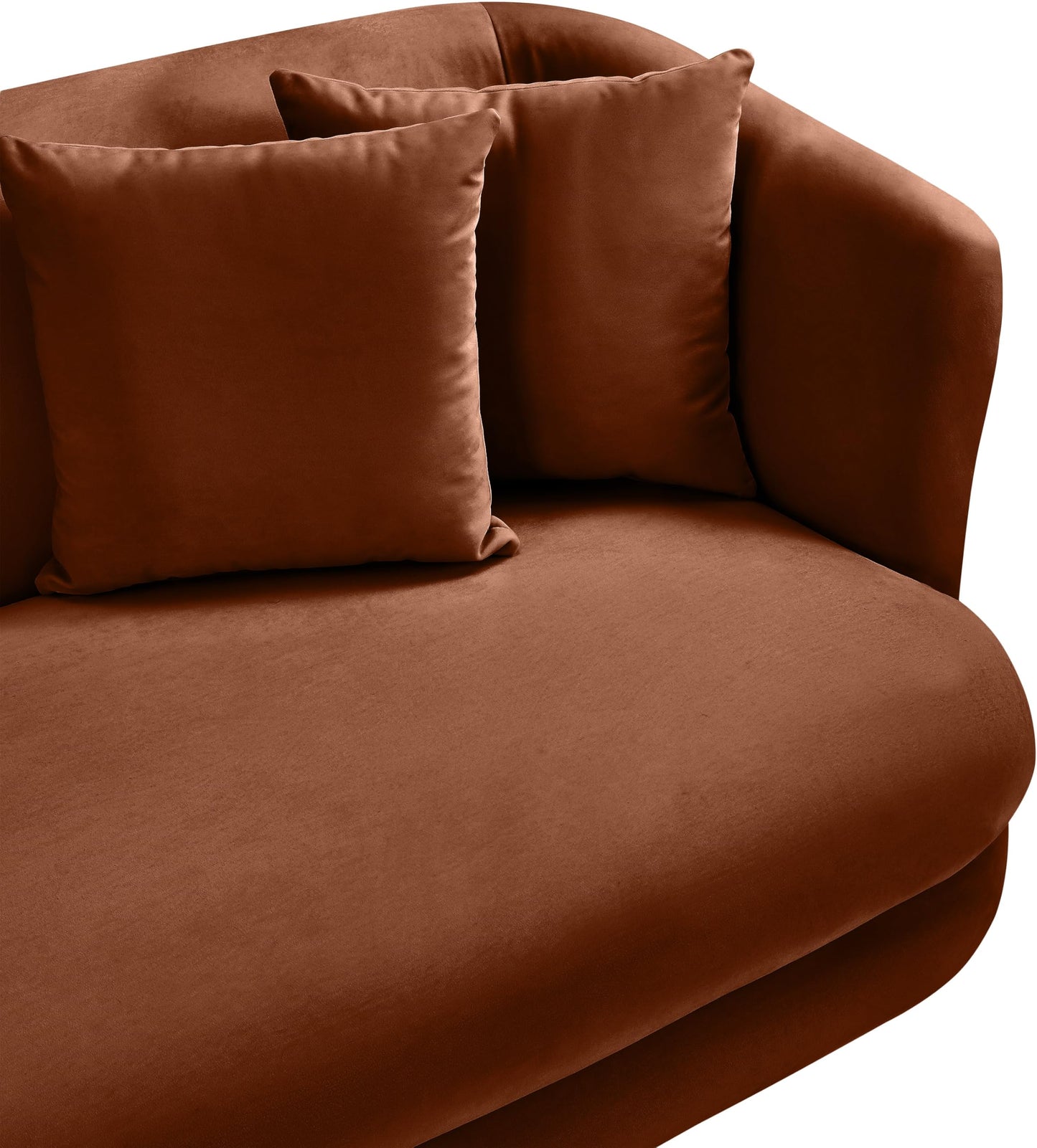 Meridian Furniture 699Cognac-L Alder Collection Modern | Contemporary Loveseat with Ultra Luxe Cognac 460 GSM Velvet, Solid Wood Frame, 66" W x 36" D x 30" H, Cognac
