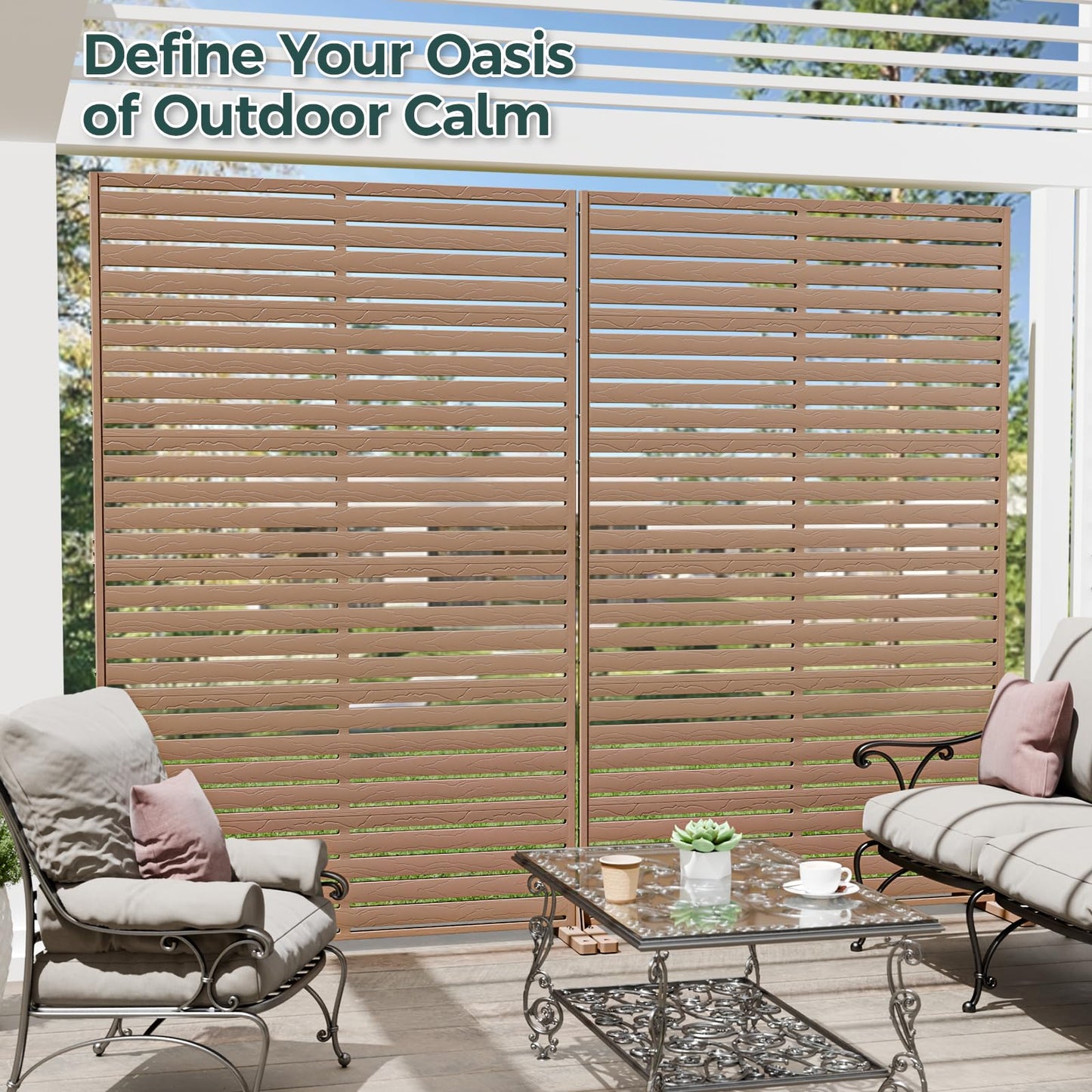 Trygoal Privacy Fence Screen Outdoor Freestanding Privacy Panel, 72" H×47" W HDPE Decorative Panels with Stand, Room/Garden Divider, Outdoor Privacy Screen for Patio,Deck, Balcony, Pool