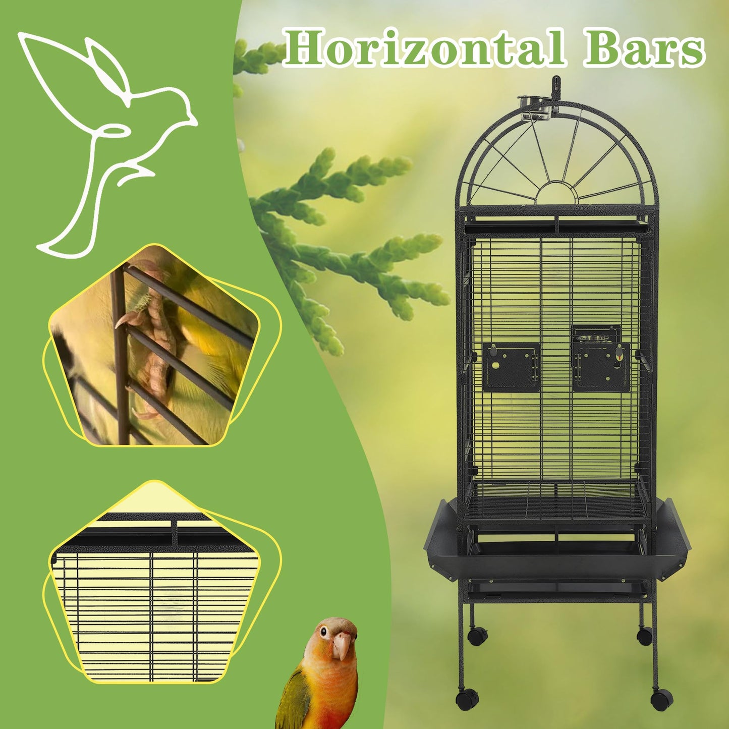 Sinopet 68'' Large Parrot Cage, Large Bird Cages for Parrots,Conure Cage for Birds, Cockatiel Cage with Play Top,Feeders,Slide-Out Tray,Seed Catcher,Birdcage Toys for Cockatoo,African Grey,Lovebird