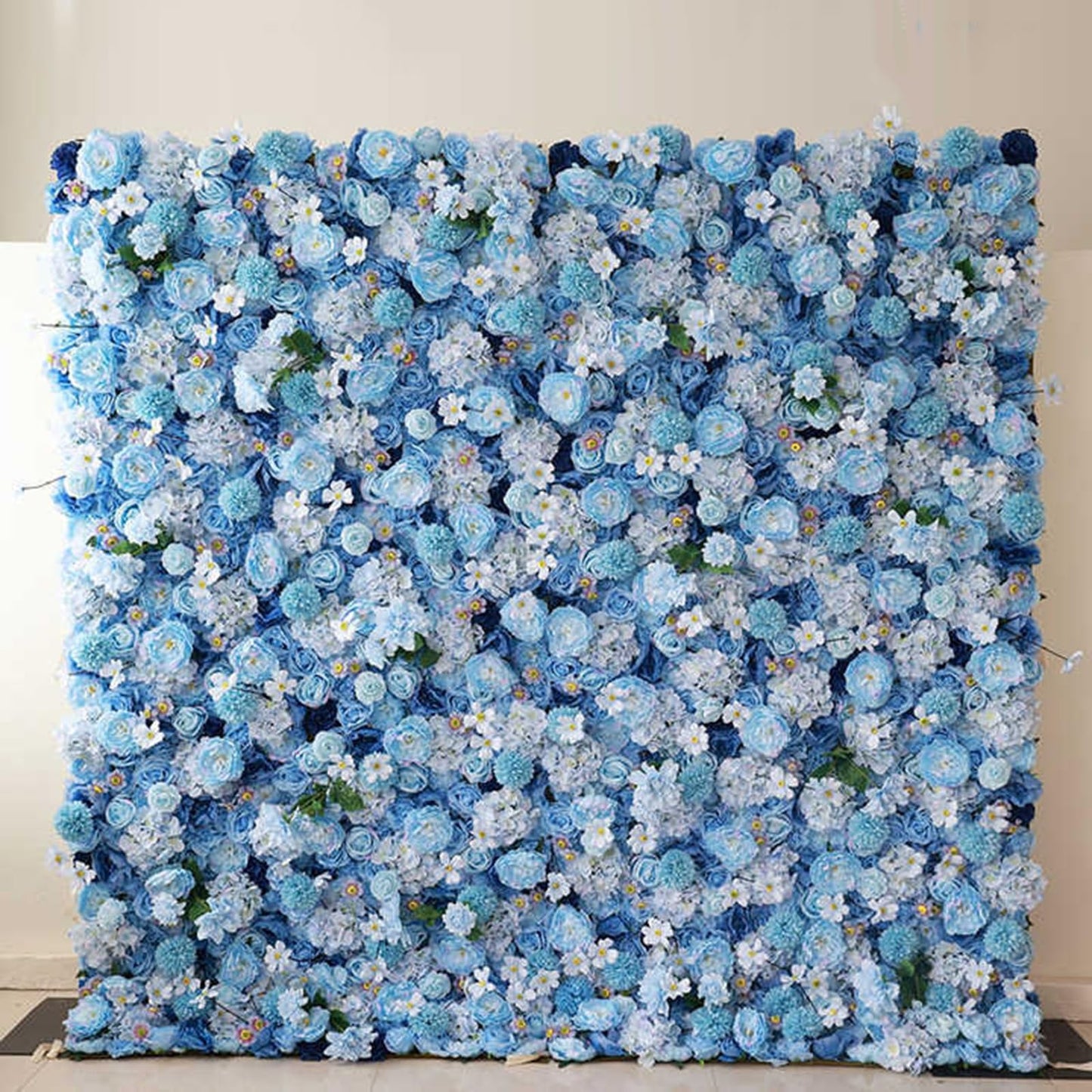 UYCVT Handmade Blue Flower Roses Wall Large Artificial Flower Wall Backdrop Panels, Rose Wedding Backdrop 3D Floral Wall Fabric Flower Wall for Party Baby Shower Bridal Wedding-3m*3m/10 * 10FT
