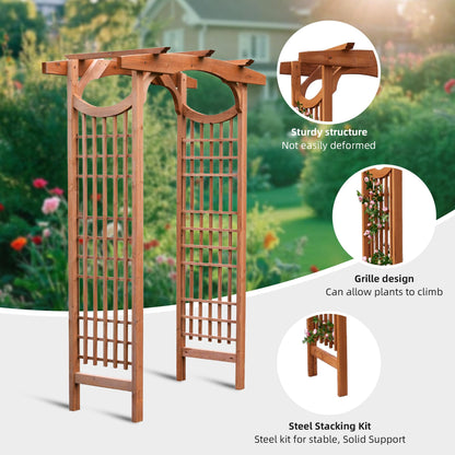 ScienGarden Solid Fir Wooden Garden Arch Premium Outdoor Trellis for Climbing Plants, 83.12”H×59”W×29.75’’D, Also can be Used for Wedding and Party Decoration