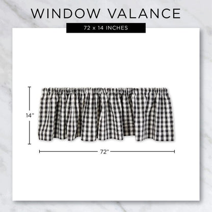 DII Window Valance Collection, 100% Cotton, Pre-Shrunk, Machine Washable, 2 Inch Curtain Rod Pocket, Single Panel, 72x14, Stonewash Blue Check
