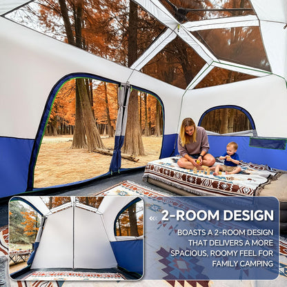 PEAK OUTDOORS Instant Tent 6/8 Person Tents for Camping, 60 Second Easy Setup Portable Camping Cabin Tent with Rainfly, Waterproof Pop Up Tents for Family Camping & Hiking with Expandable Carry Bag