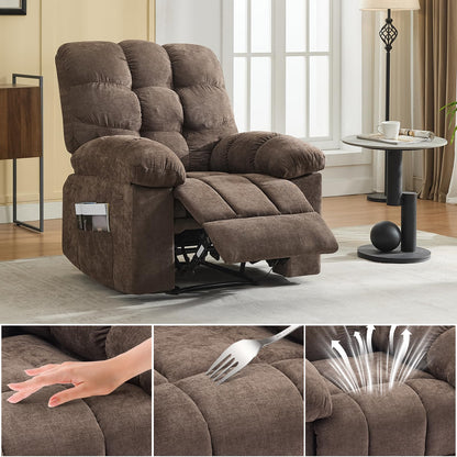 Garvee 21.4in Wide Recliner Chair,Massage & Heat Recliner Chair for Adults,Home Theater Seating with Lumbar Support,Ergonomic Breathable Fabric Nursery Rocking Chairs for Living Room