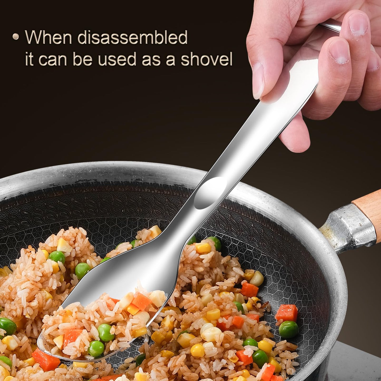 Huakai Cooking Tongs Detachable Design Stainless Steel Separates into Independent Small Spatulas, while Combining to Form Powerful Tongs for Flipping Heavy Steaks or Burgers