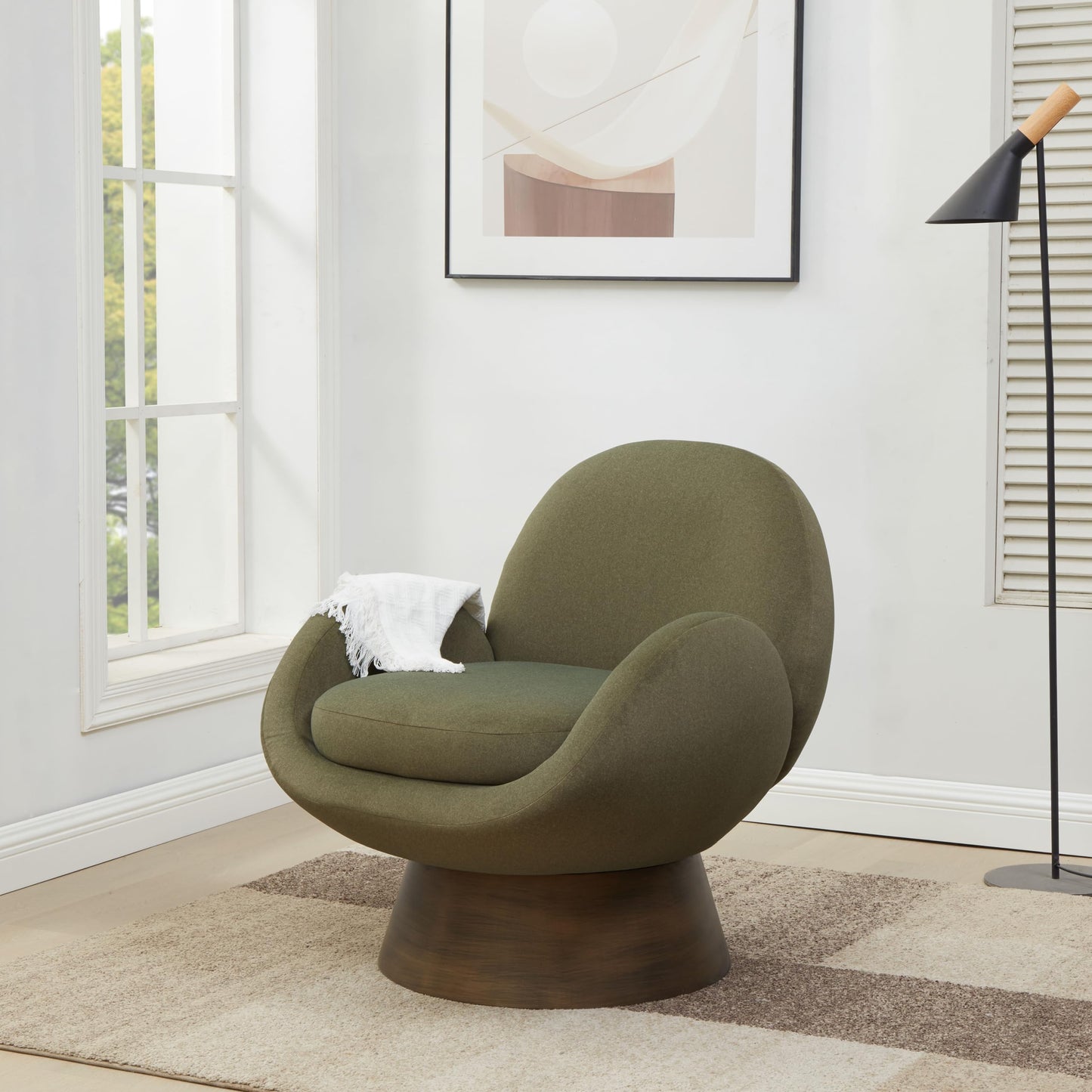 SAFAVIEH Couture Collection Paolini Olive Green & Antique Gold Metal Base Accent Chair