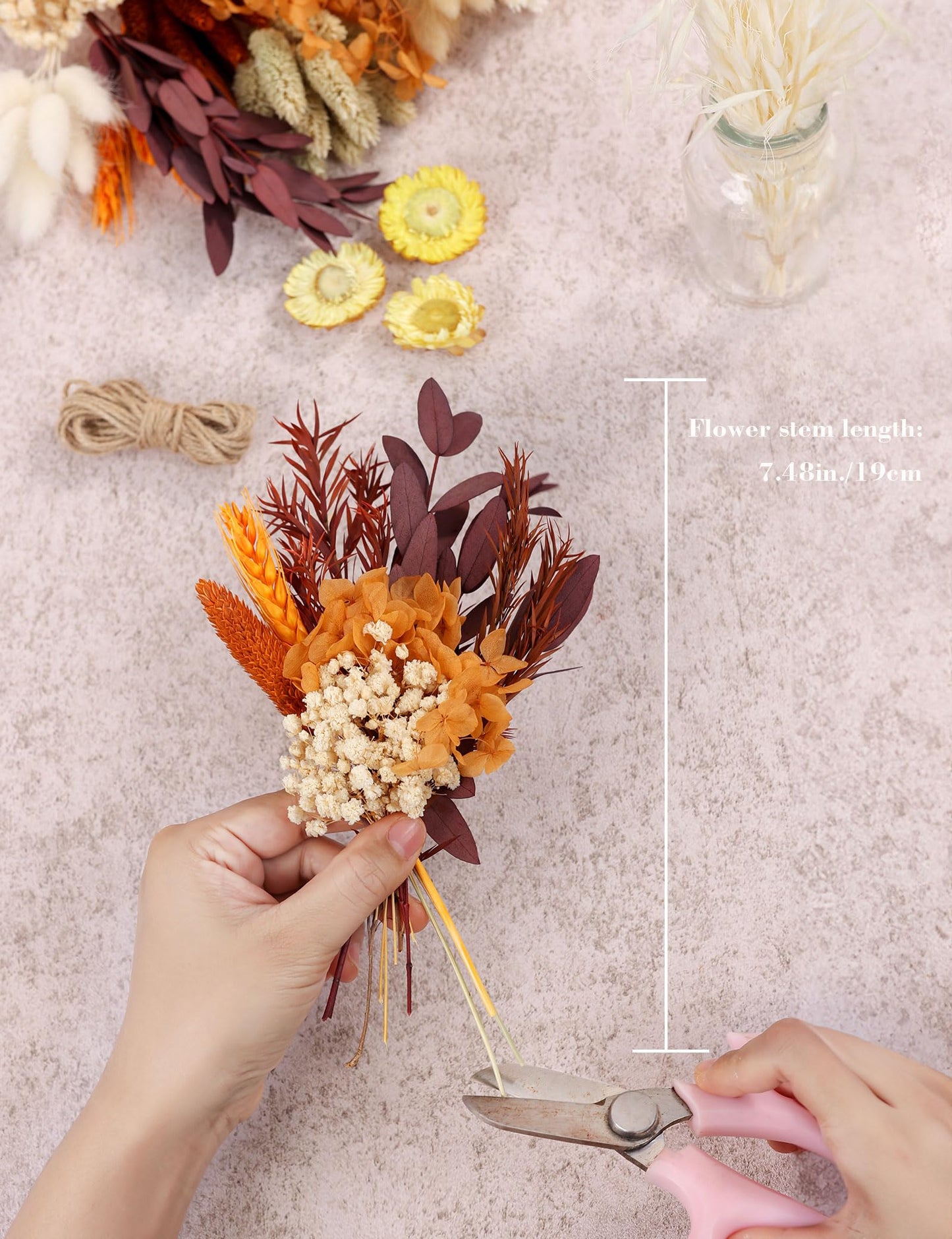 apmunik DIY Dried Flower Set, Bulk Dried Flowers Bouquet, Dried Flower Vase Arrangement, Autumn Decoration,Dried Flowers with Stems. (Fall)