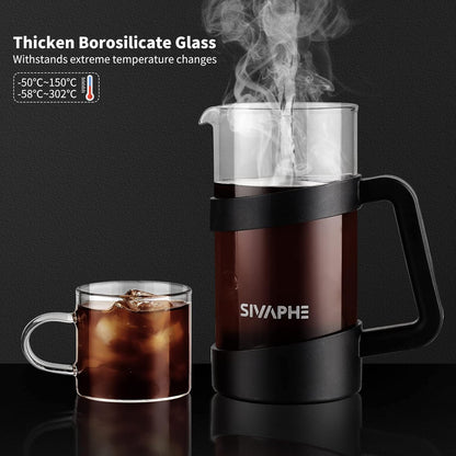 Sivaphe French Press 34oz, Lightweight Durable High Borosilicate Carafe Maker, 8 Cup Plastic Coffee Press