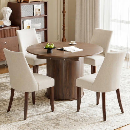 MALOL Modern Dining Chairs Set of 4, Mid Century Dining Room Chairs with Back, Farmhouse Upholstered Kitchen Chairs with Wood Legs for Dining Room/Restaurant, Beige