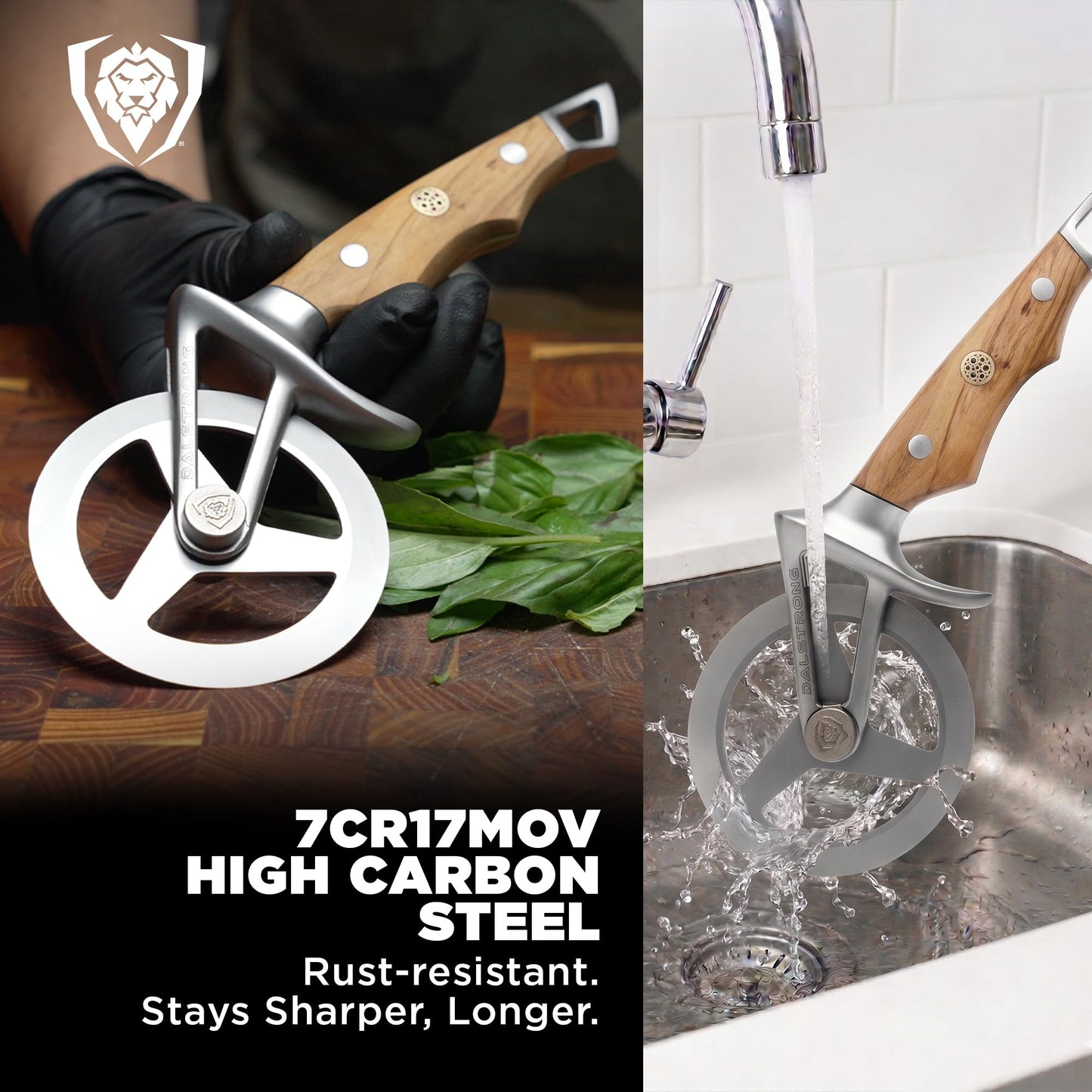 Dalstrong Orbit Razor Pizza Wheel Cutter — Olive Wood Handle — HC Stainless Steel, Heavy-Duty Tri-Spoke Wheel — For Pizza Night, Flatbreads & Pastry — Unique Kitchen Gift, Customer Support