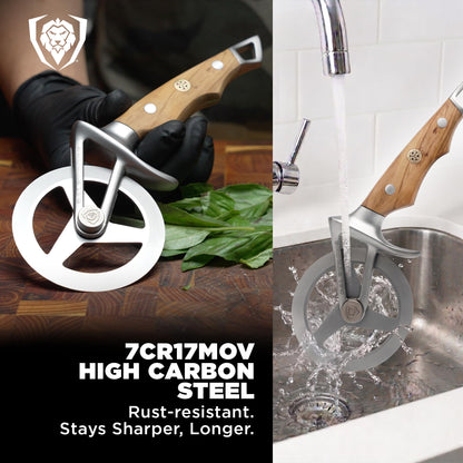 Dalstrong Orbit Razor Pizza Wheel Cutter — Olive Wood Handle — HC Stainless Steel, Heavy-Duty Tri-Spoke Wheel — For Pizza Night, Flatbreads & Pastry — Unique Kitchen Gift, Customer Support